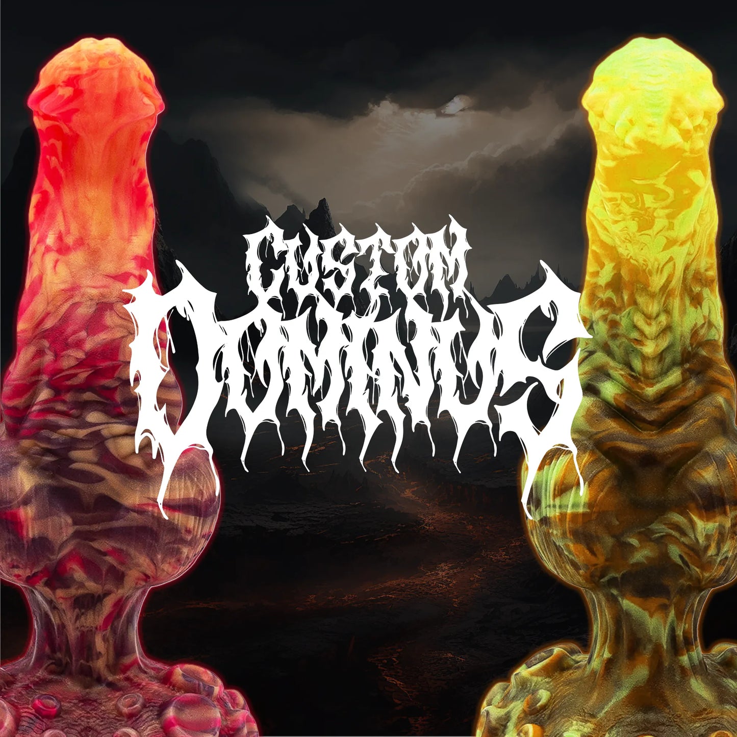 Dominus the demon knotted dildo custom dildo cover. This Creature Dildo takes on a seductive form of curves, crevices and a bulbous knot to seduce its prey.