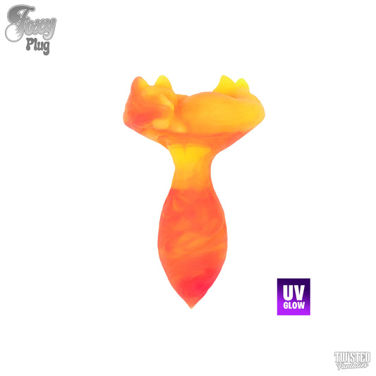 Foxy Fox Tail Anal Plug UV yellow and UV Pink