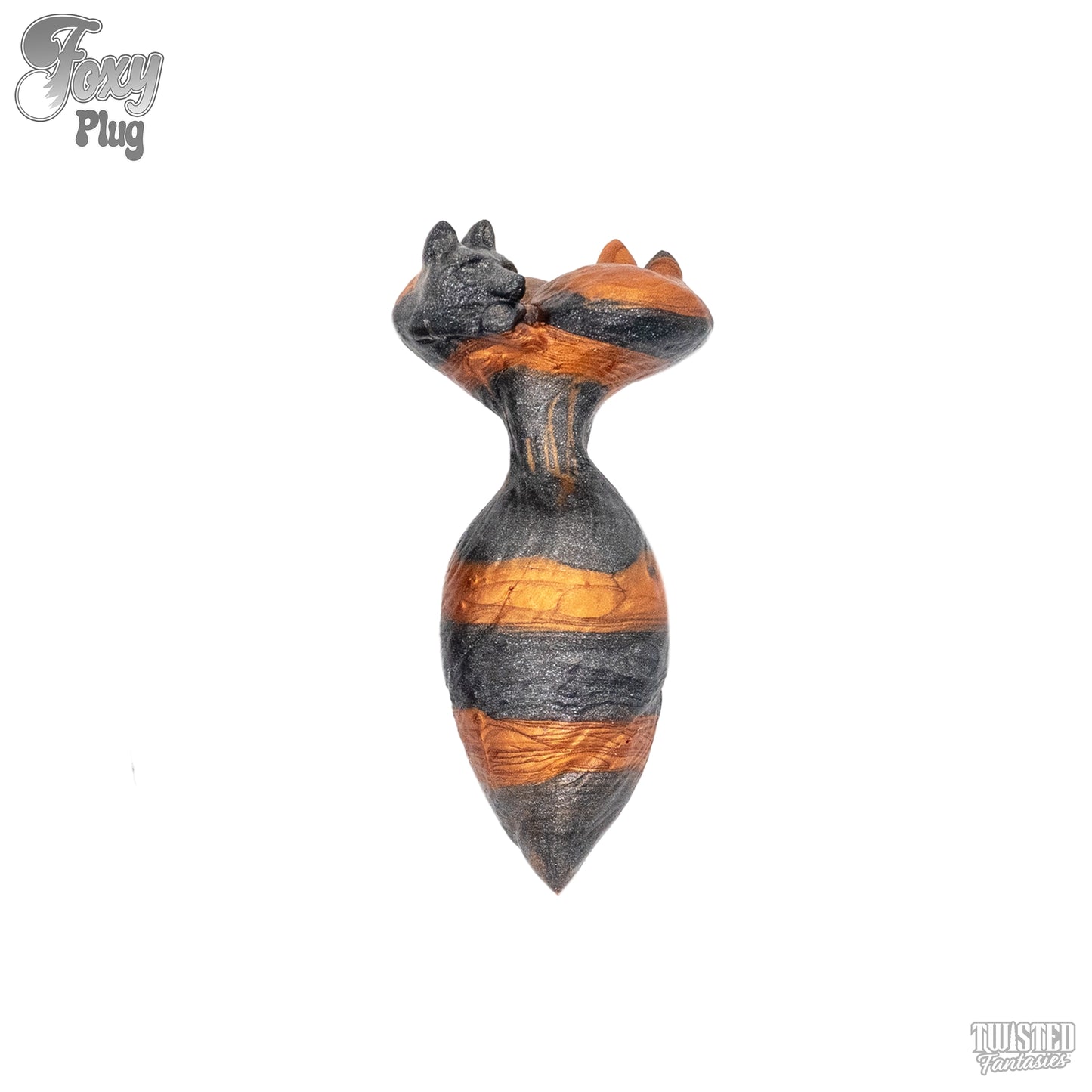 Foxy Fox Tail Anal Plug Silver Ash and Copper