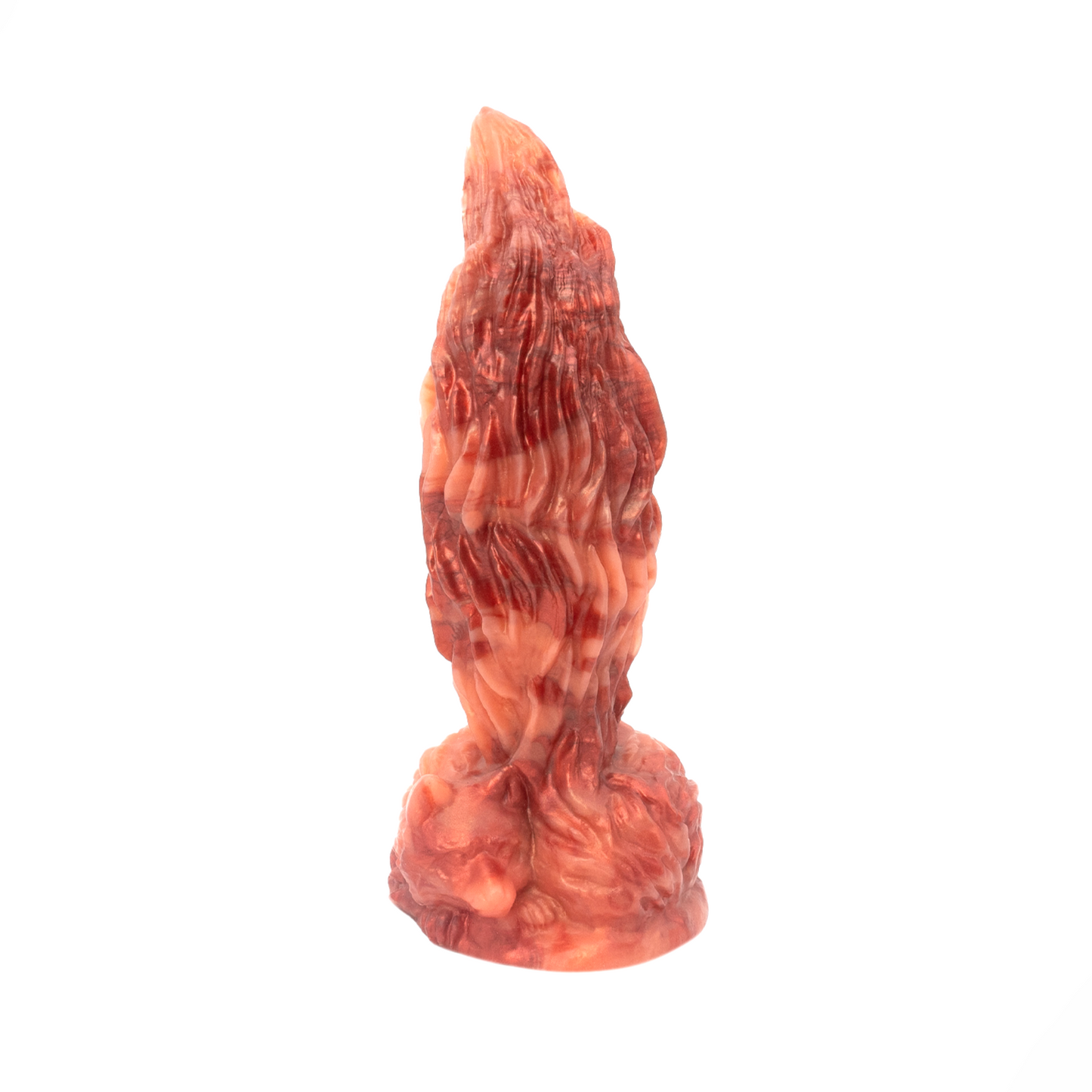 Foxy is a Fox Tail Furry Dildo marble or coral and burgundy