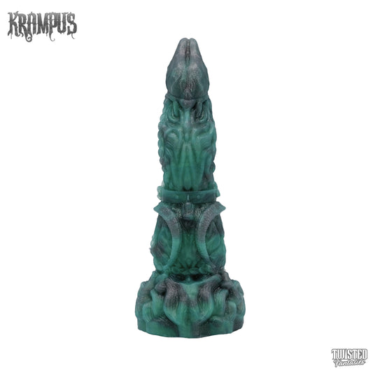 Krampus the Devil Dildo Egyptian Green Silver Ash Marble