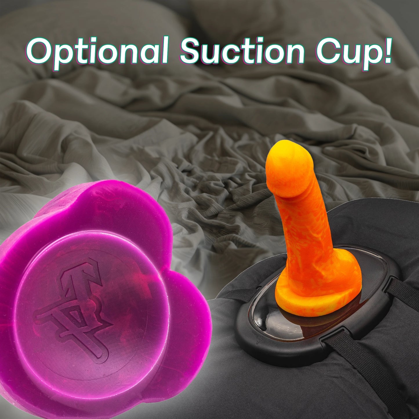 Advertising that a suction cup option is available for custom dildos |Twisted Fantasies