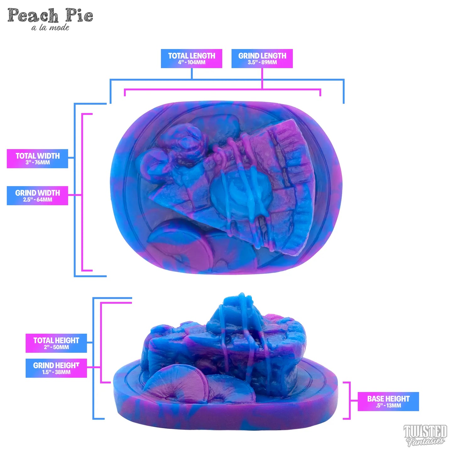 Peach Pie ala mode Handheld Sex Toy Grinder Measurements