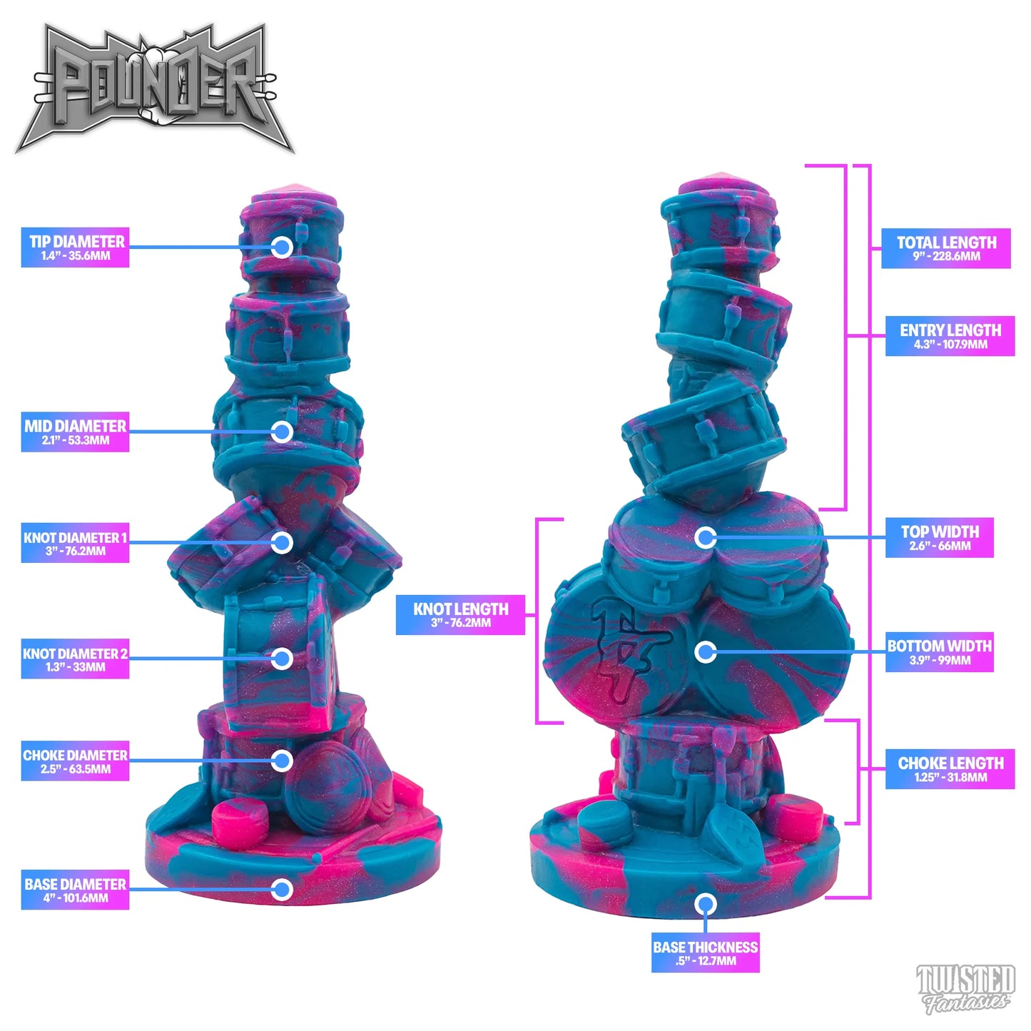 Pounder Knot Dildo measurements