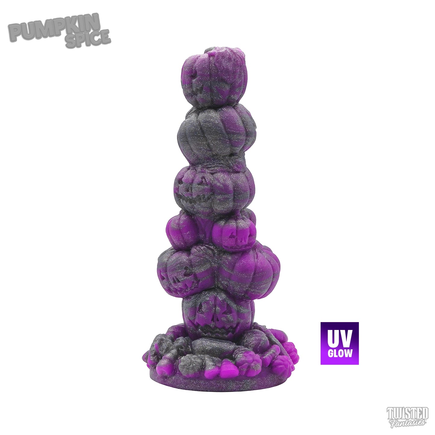 Pumpkin Spice Halloween Pumpkin Dildo purple silver ash marble