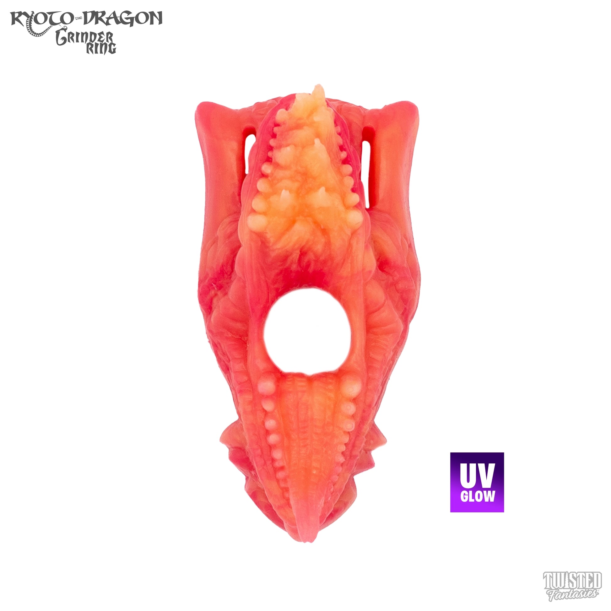 Ryoto Dragon Grinder Cock Ring UV red and Gold