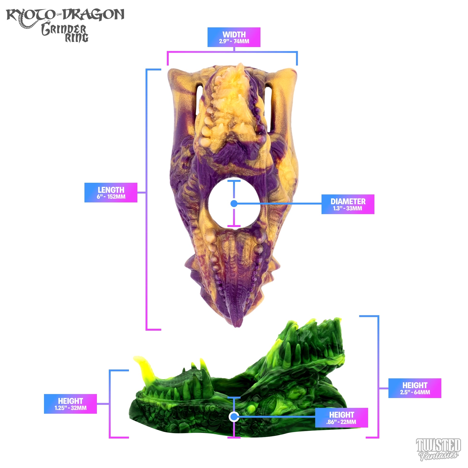 Ryoto Dragon Grinder Cock Ring Measurements