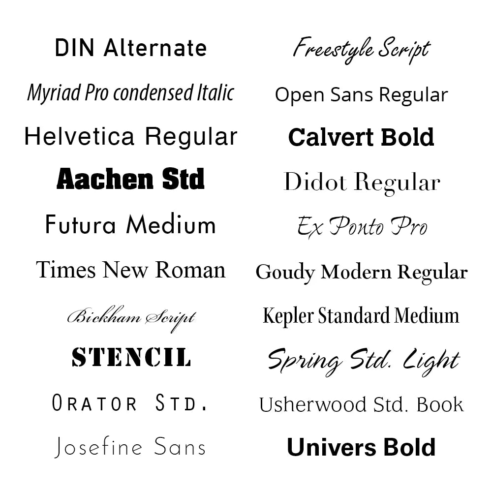 Font options for Solo Saddle Engraving
