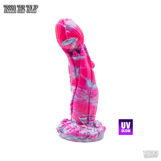 Tessa Flower Dildo UV pink Electric blue marble