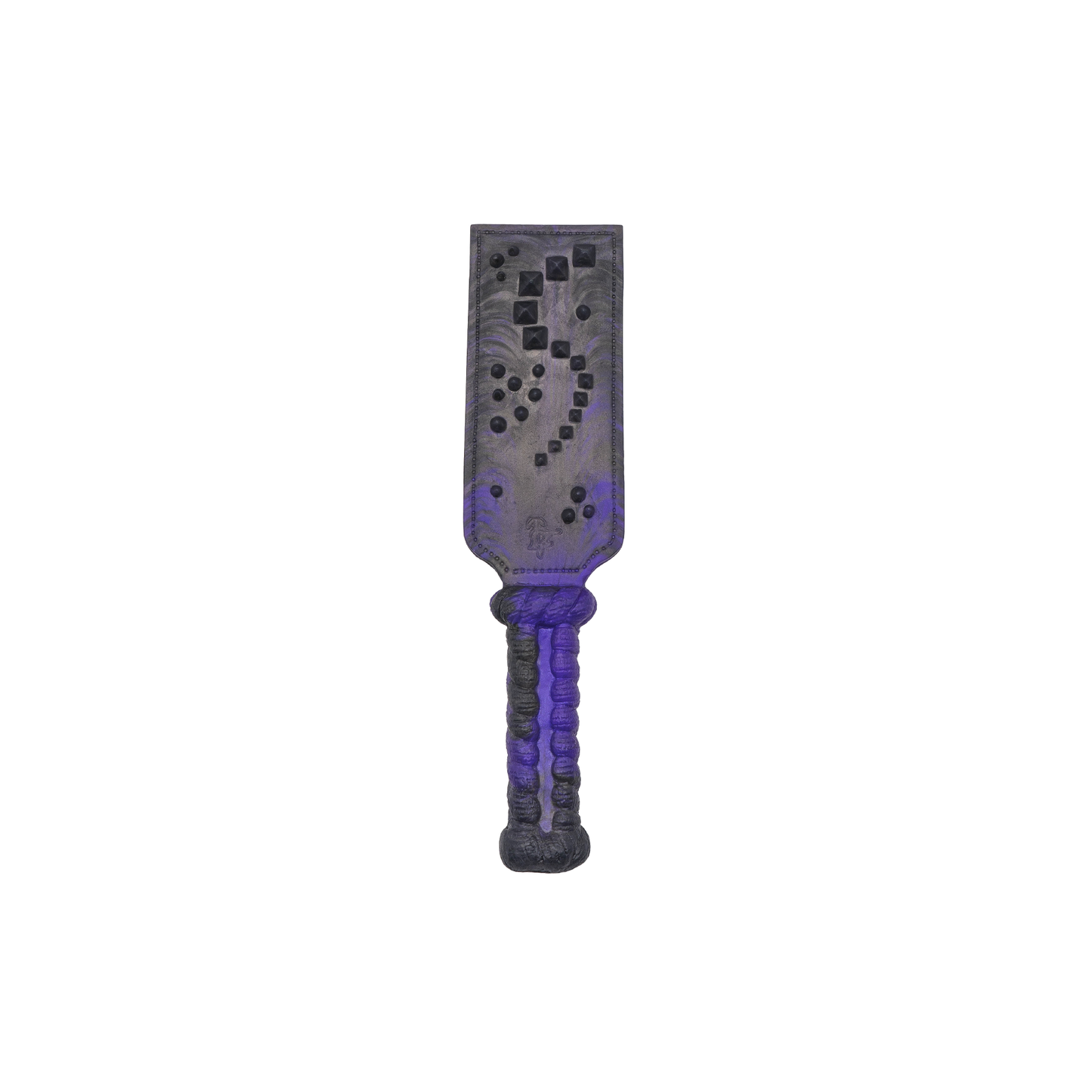 The Knaughty Spanker is a spanking paddle. This spanking paddle is flat on one side, and adorned with studs on the other -- it keeps even the most mischievous brats in line with one thuddy sting.