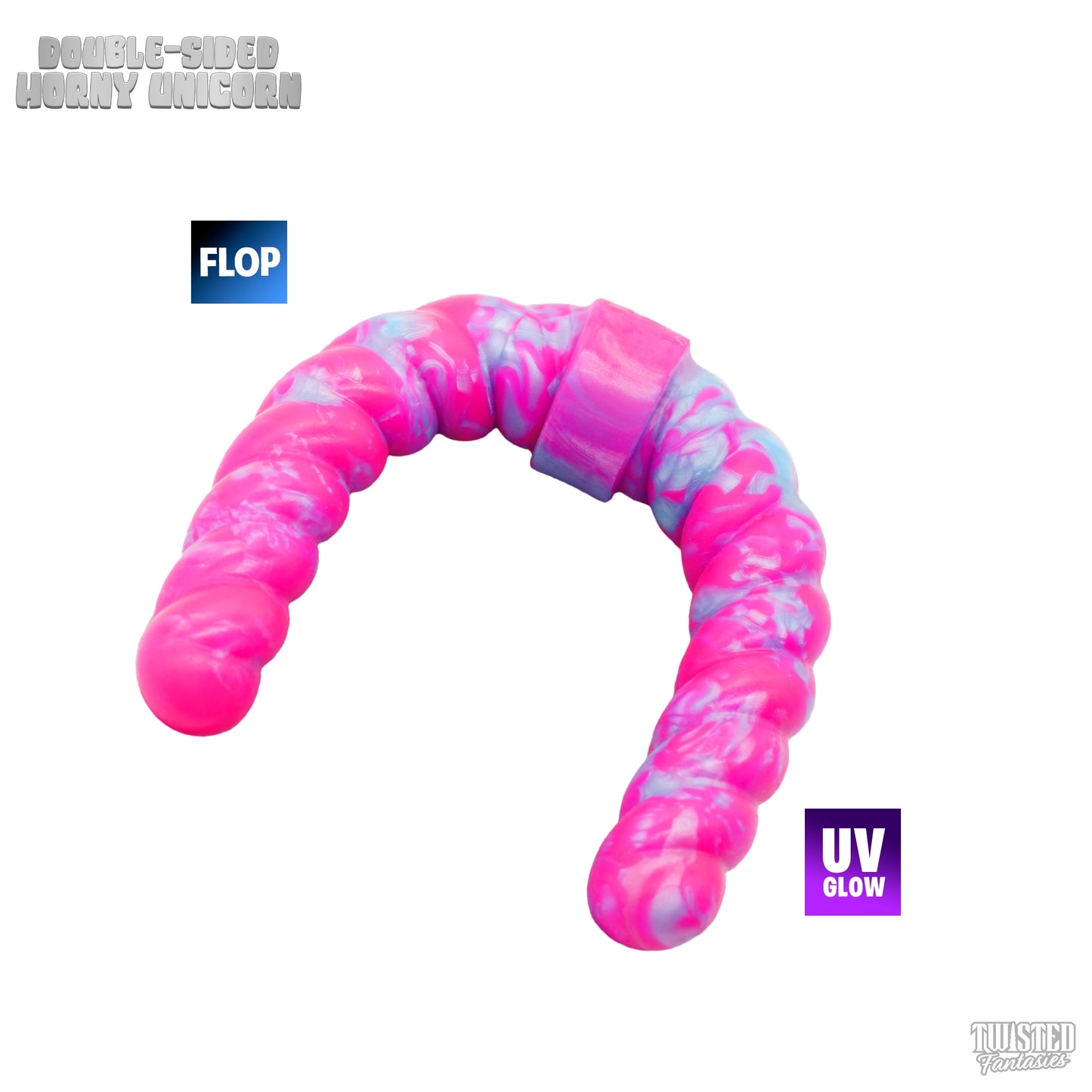 Flop Horny the Unicorn Double-Sided Dildo - Medium (UV)