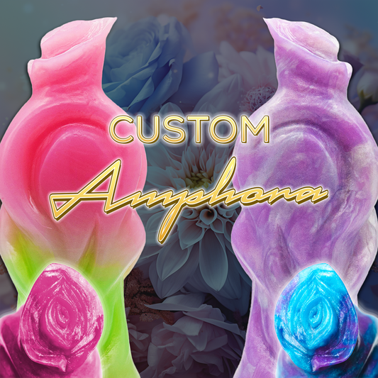 Amphora is a fantasy dildo in the shape of an enchanting, elegant vase.  Delicately knotted, her form adorned with round textured curvature as she gently cradles your deepest desires. Each curve thoughtfully crafted to elevate all senses and a tip as tender as a blooming rose to mirror the softness of petals.