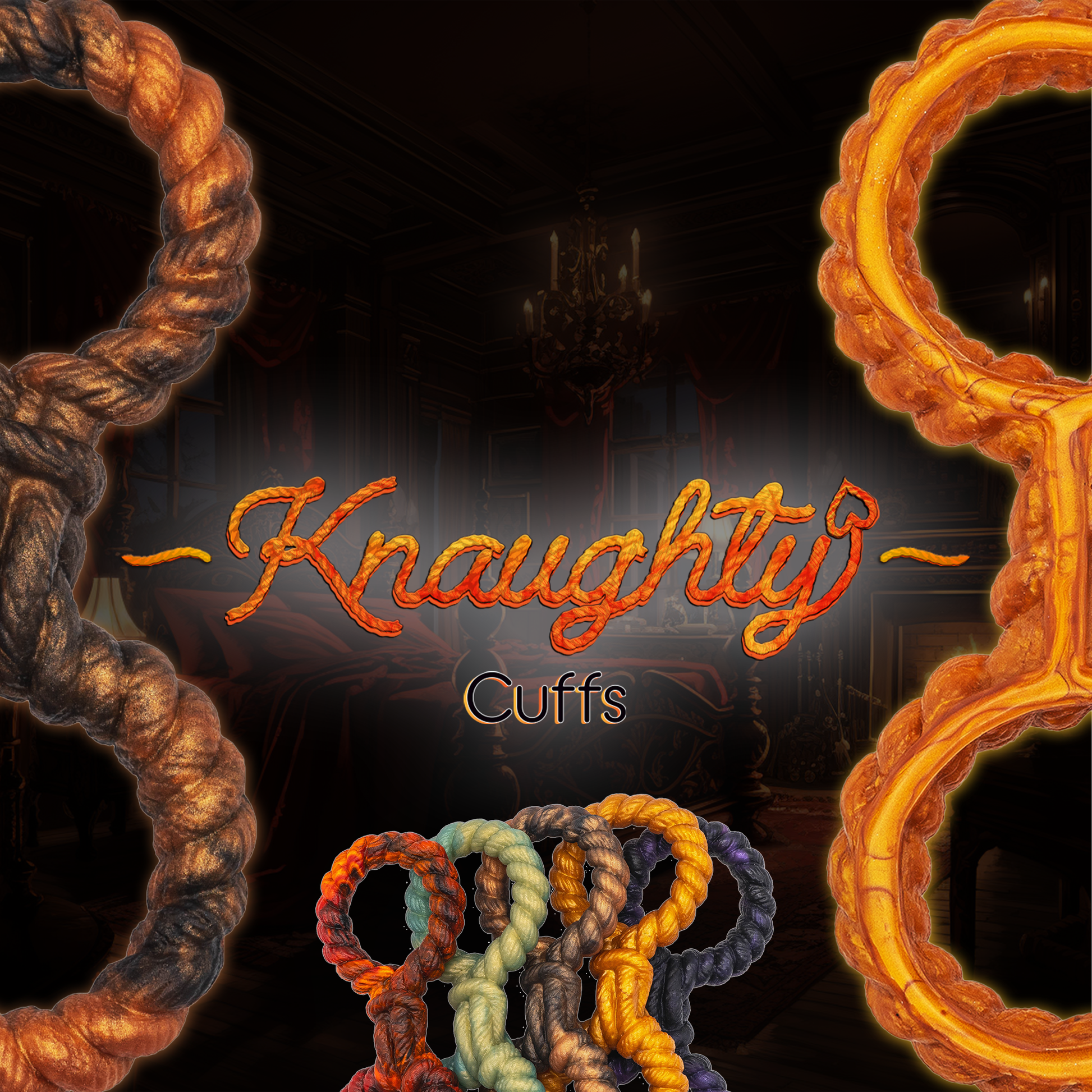 The "Knaughty Cuffs" are BDSM restraints, made of silicone. Crafted for both comfort and control with a stretchy fit that allows your to easily slip in and out of these bdsm restraints. 