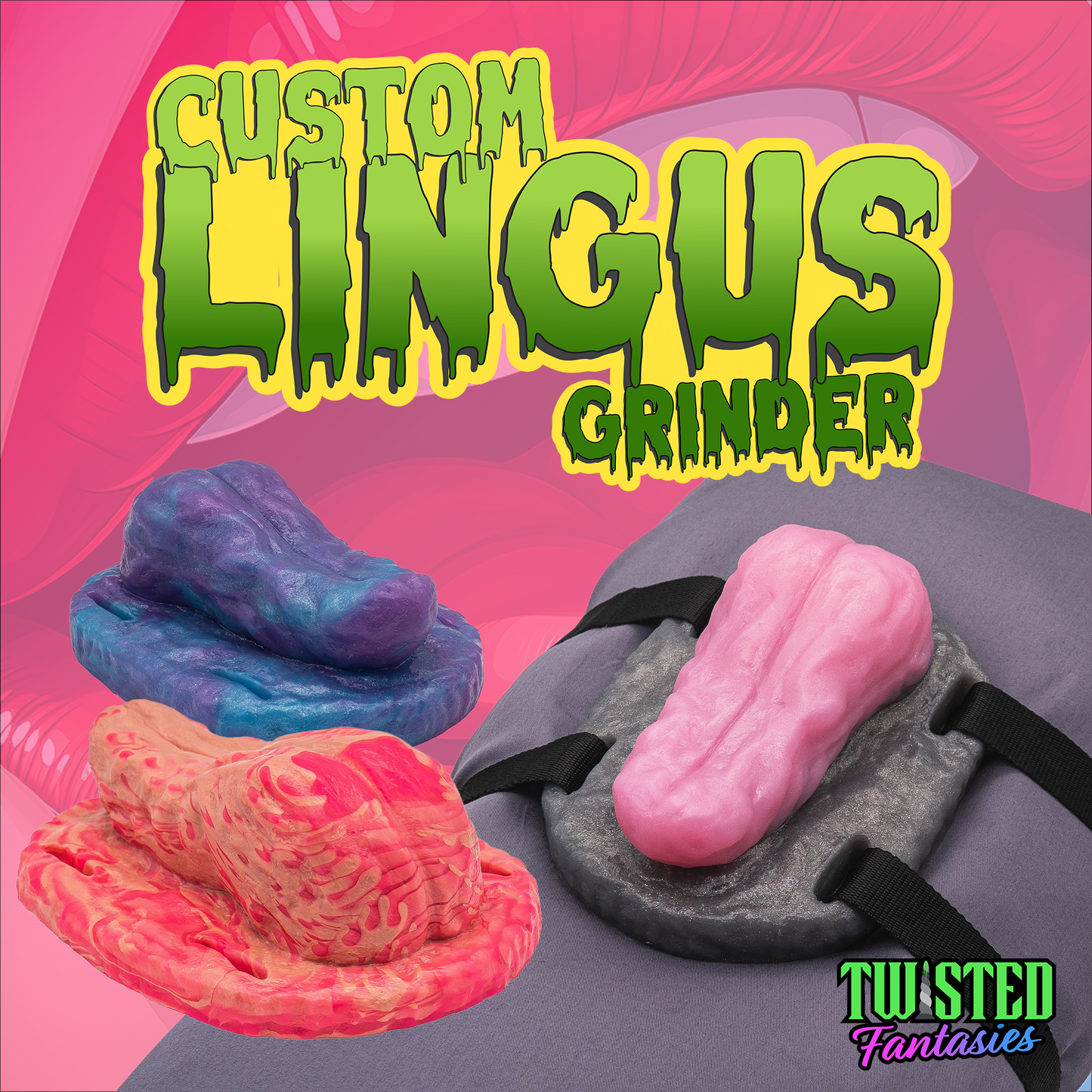 Customize your own tongue-shaped grinder sex toy. Our grinder sex toys can be strapped to any pillow, rolled-up blanket or towel for your solo play adventures.