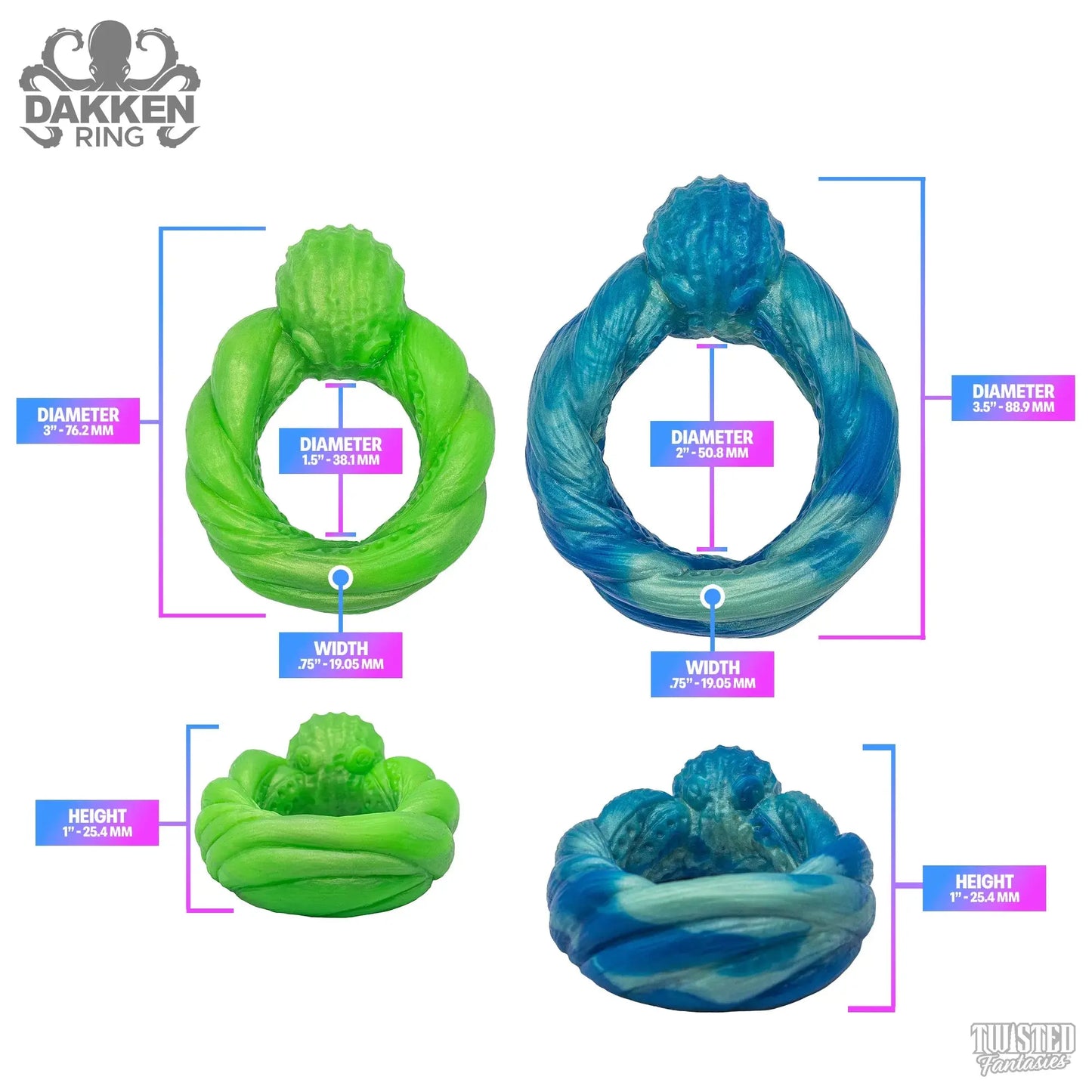 Dakken Octopus Tentacle Cock Ring Measurements