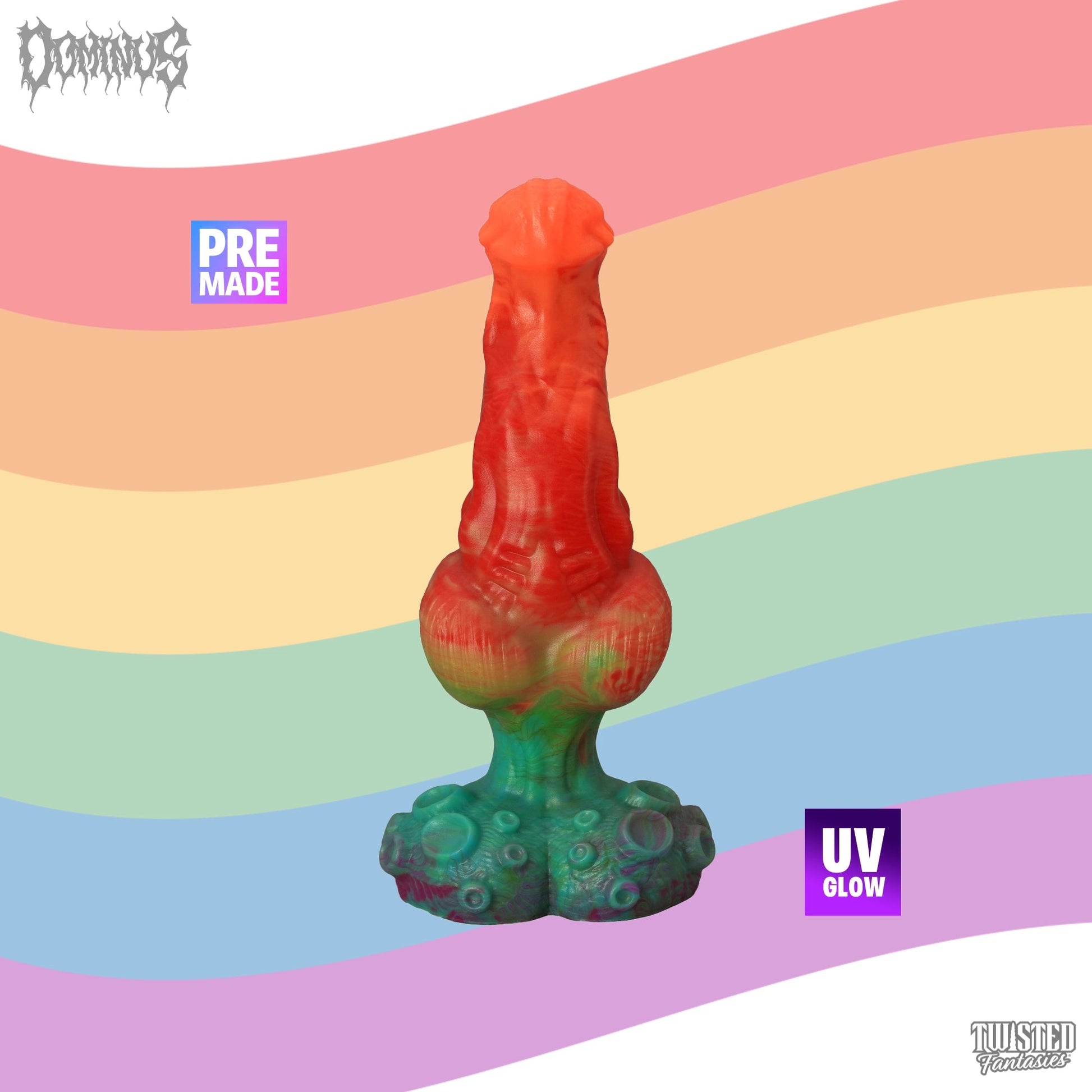 Premade DOMINUS the Knotted Demon Dildo - Medium - Suction Cup (UV) Twisted Fantasies