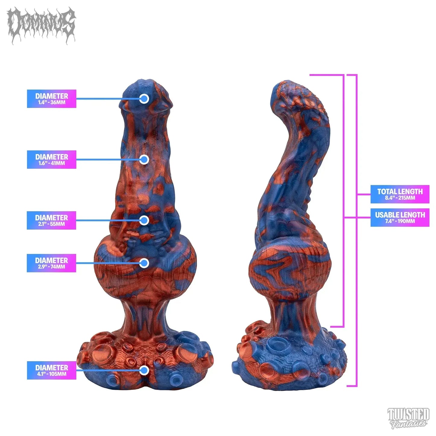 Measurements for Dominus knotted creature dildo