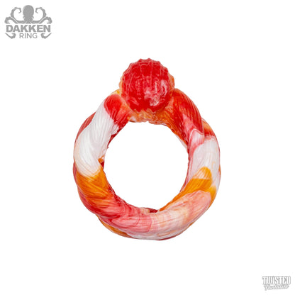 Dakken Octopus Tentacle Cock Ring red, orange and white marble