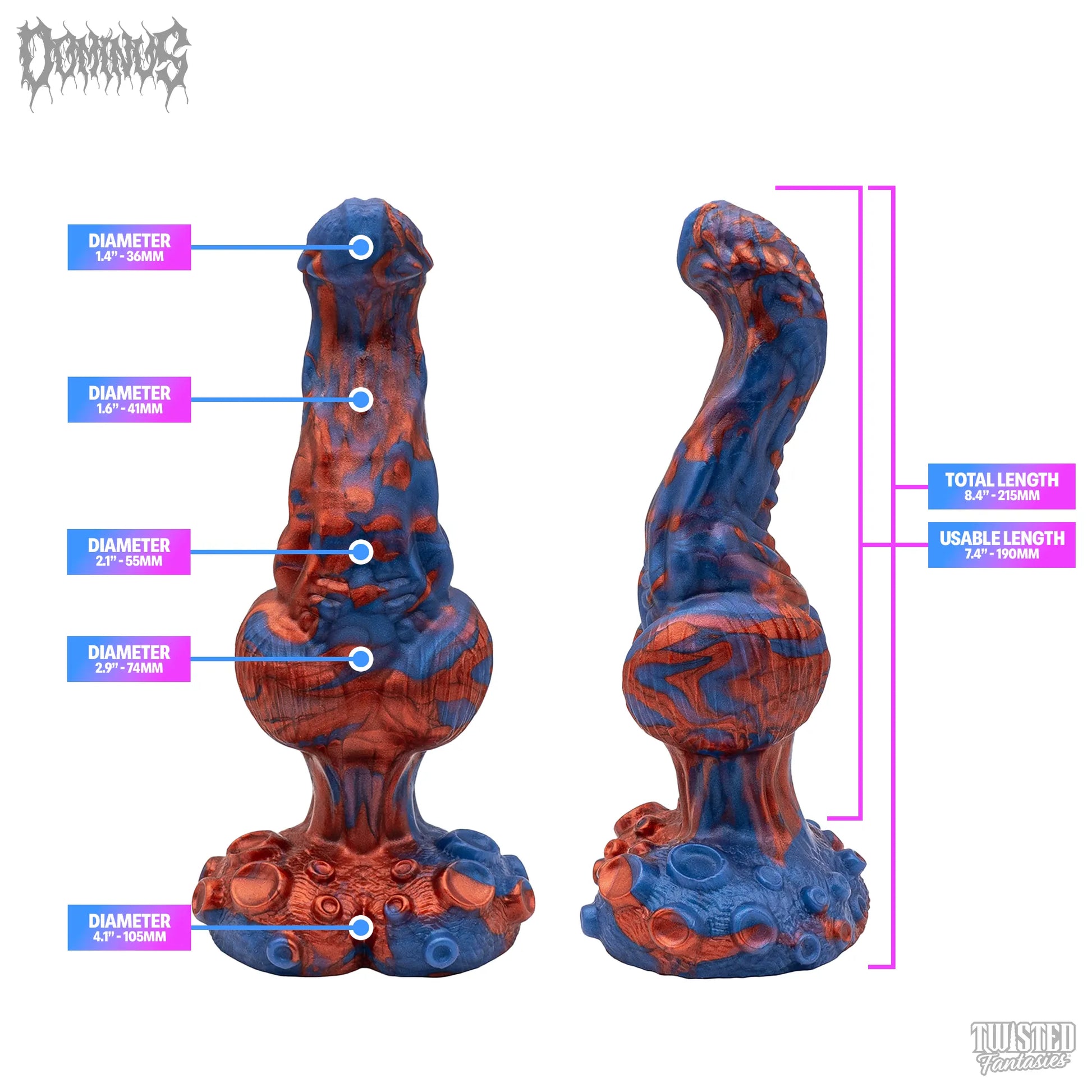 Measurements for Dominus knotted creature dildo