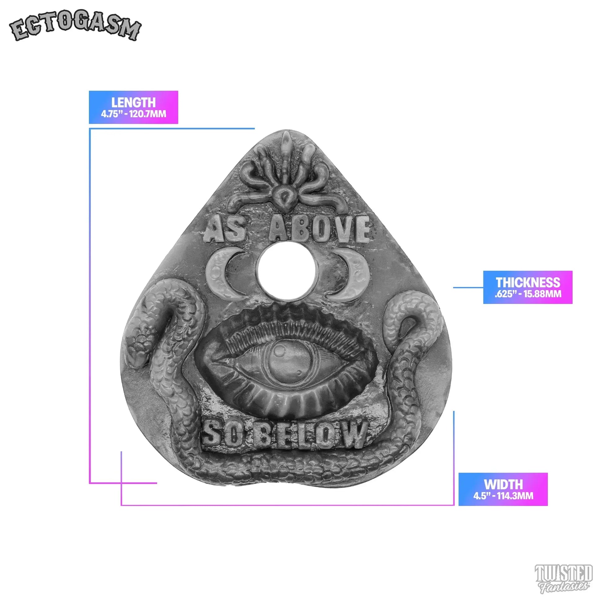 Ectogasm the Spooky Handheld Sex Toy Grinder Measurements