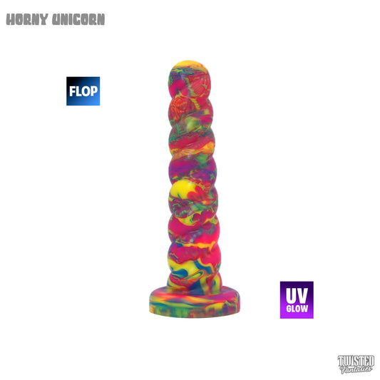 FLOP Horny the Unicorn Dildo - Medium - Suction Cup (UV)