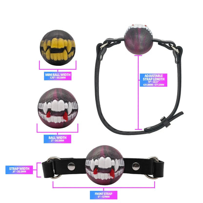 Gagula Ballgag with Vampire Fangs Measurements