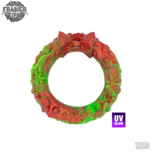 Frasier Firm Cock and Ball Ring in Burgundy and UV Green