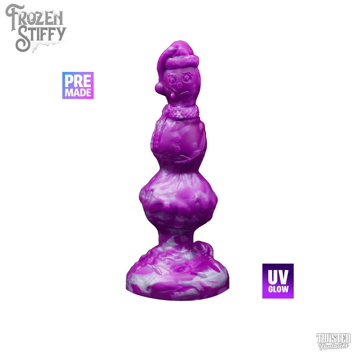 Premade Frozen Stiffy the Knotted Snowman Dildo - Medium - Suction Cup (UV)