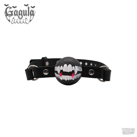Gagula Ballgag with Vampire Fangs black ball, white teeth with blood drips