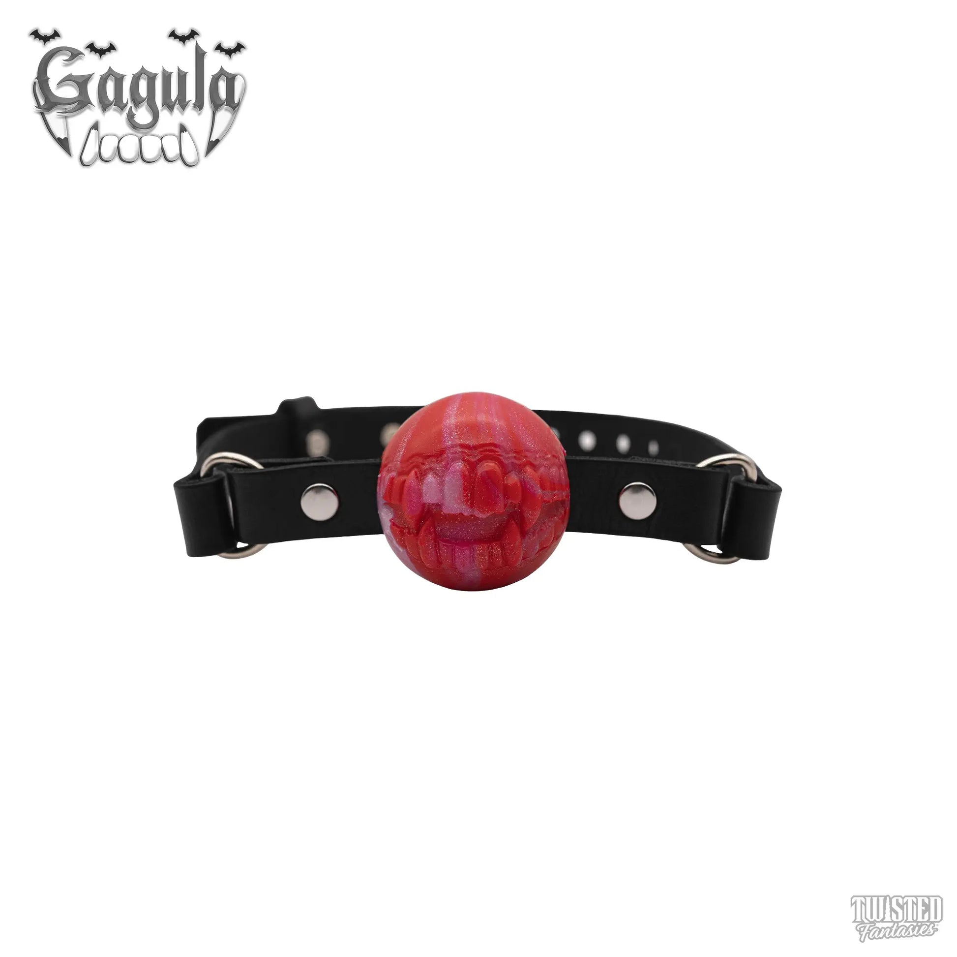 Gagula Ballgag with Vampire Fangs glitter white and red marble