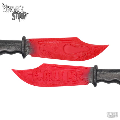 Horror Themed Sex Toy Scream Knife Paddle Red and Silver Fade