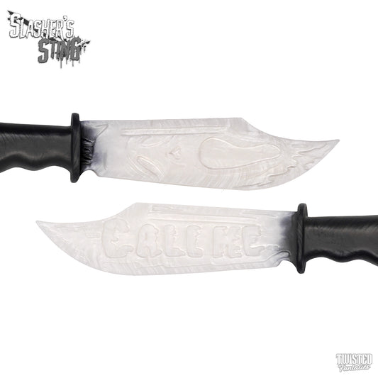 Horror Themed Sex Toy Scream Knife Paddle Black and White Fade