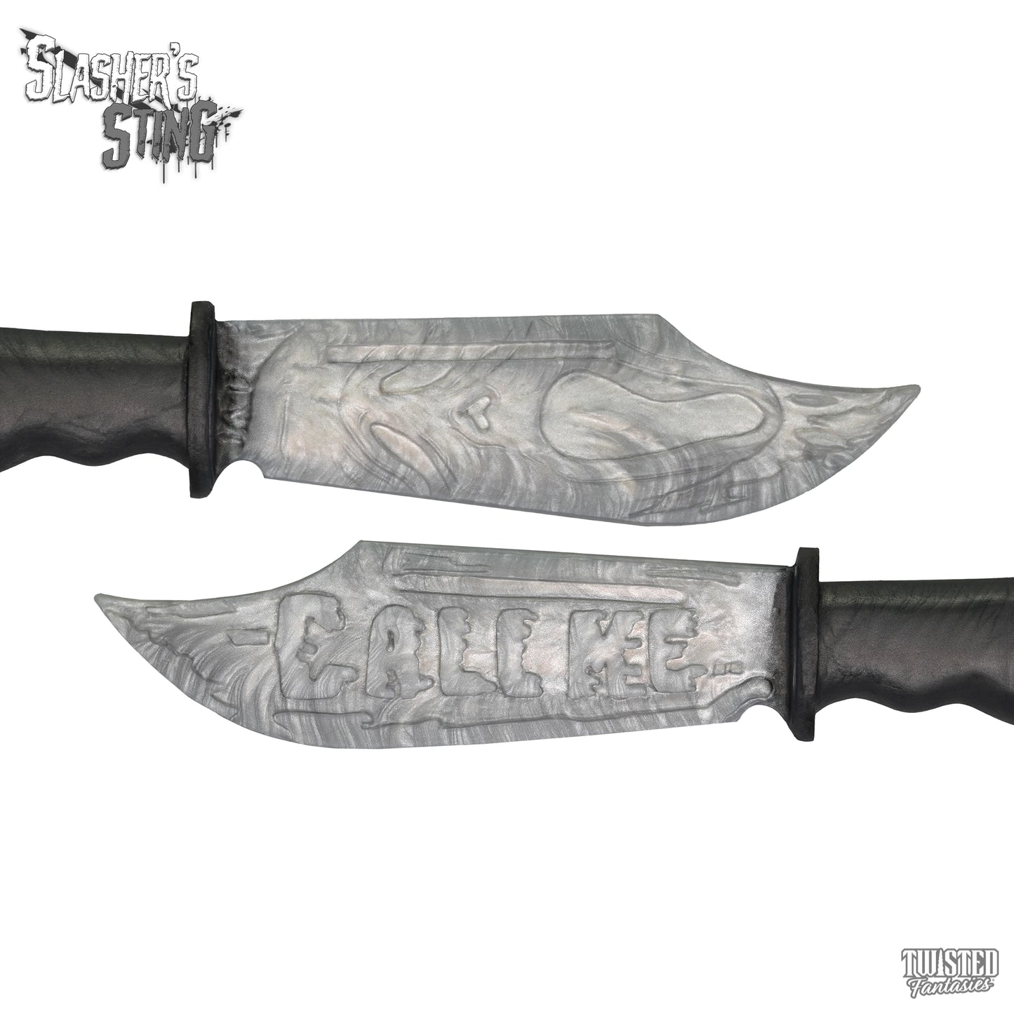 Horror Themed Sex Toy Scream Knife Paddle Silver and Black Fade