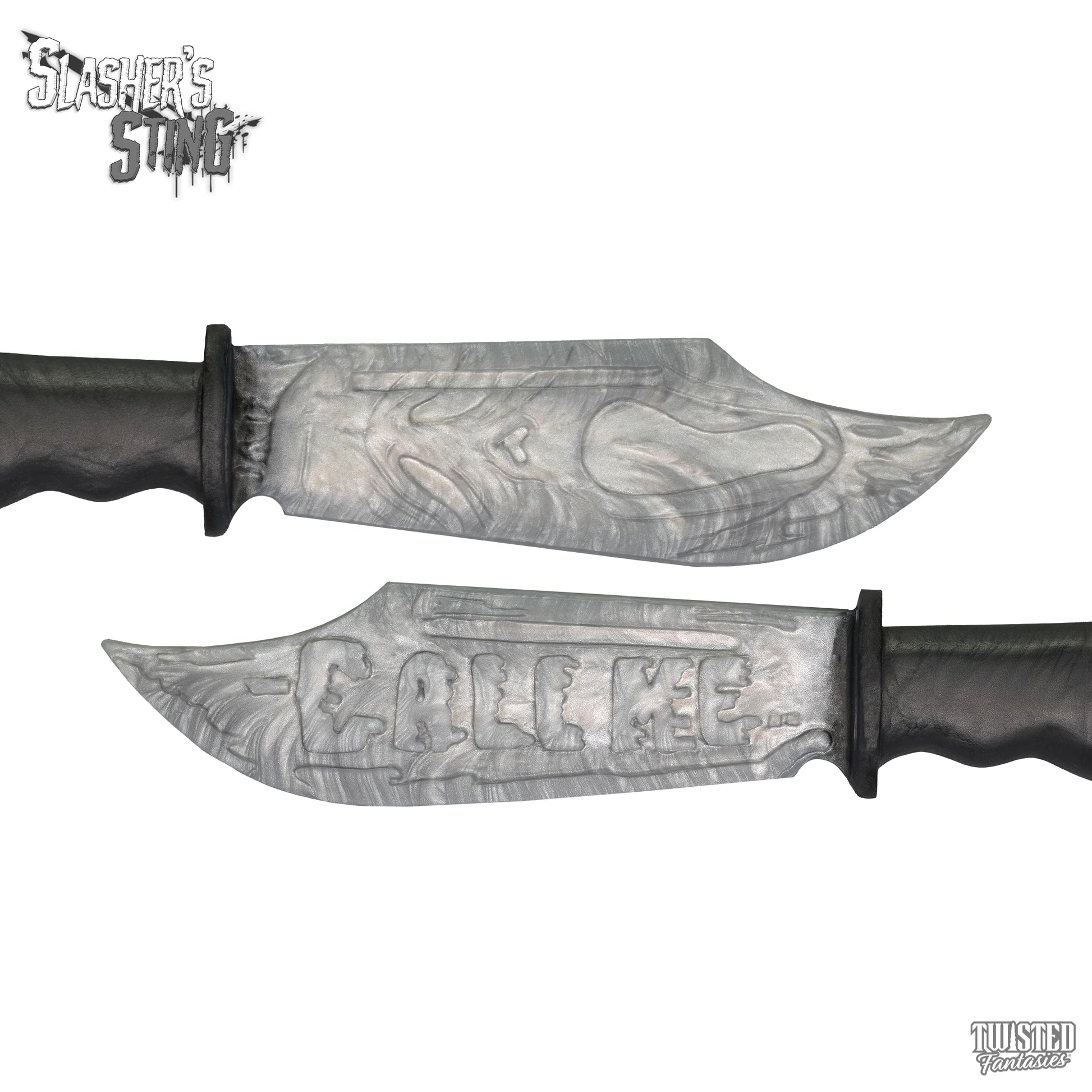 Horror Themed Sex Toy Scream Knife Paddle Silver and Black Fade
