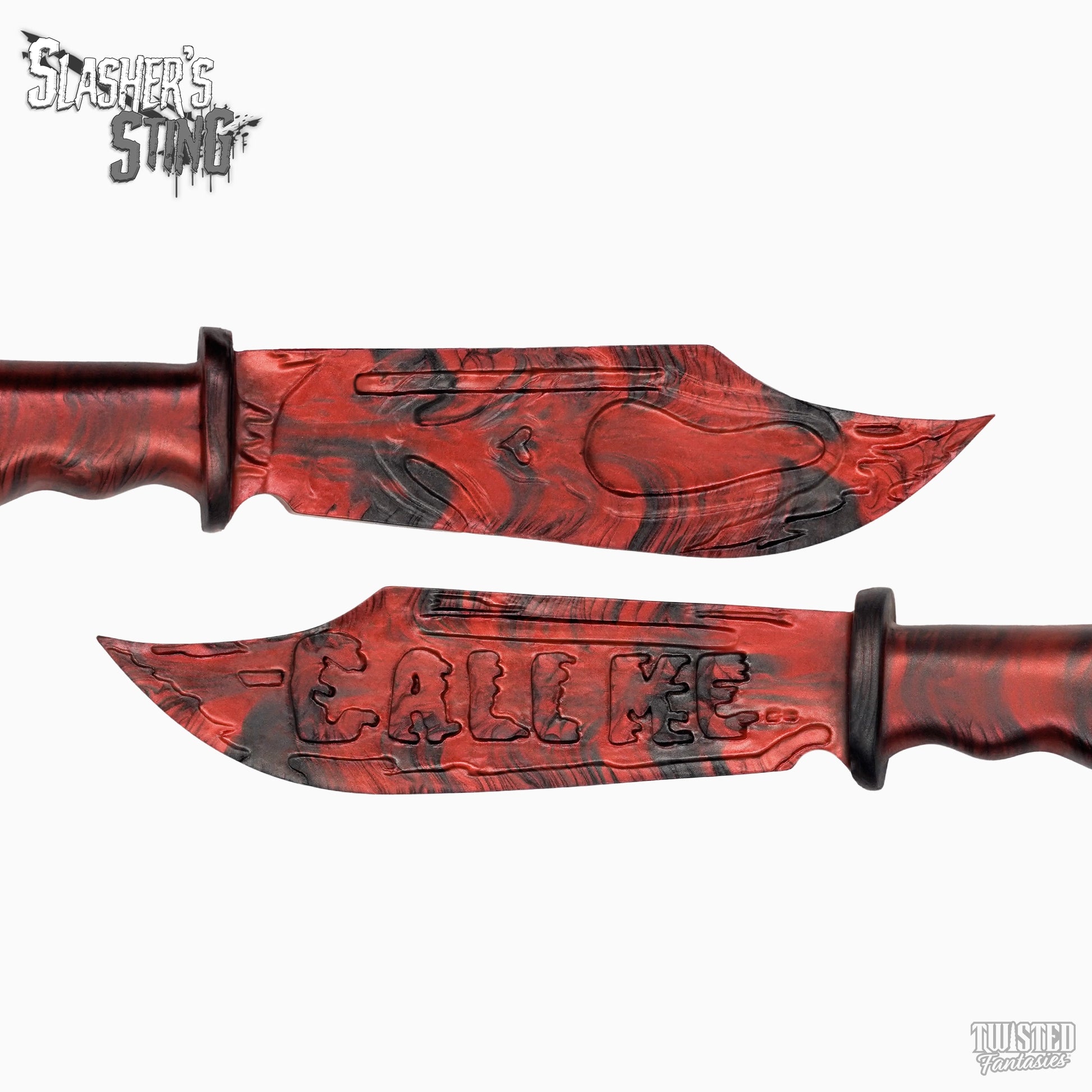 Horror Themed Sex Toy Scream Knife Paddle Red and Black Marble