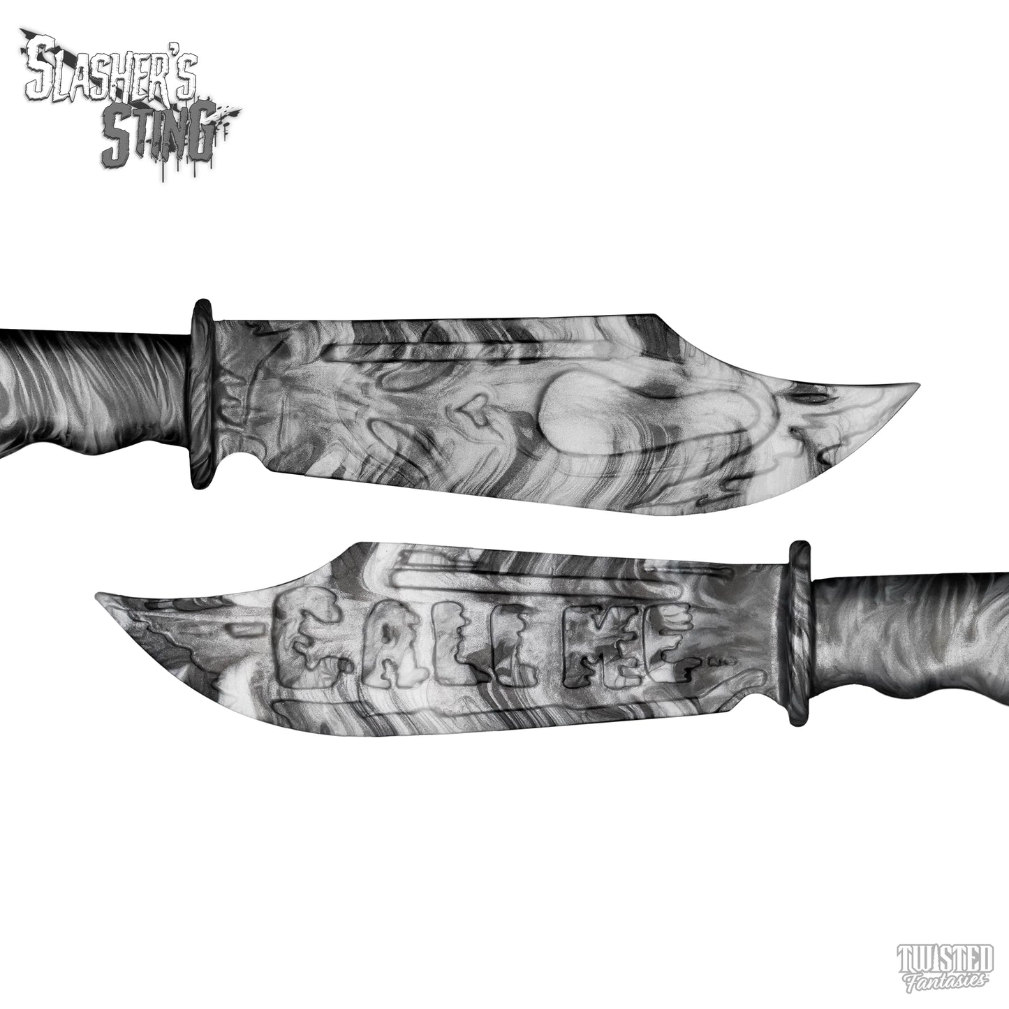 Horror Themed Sex Toy Scream Knife Paddle Black and White Marble