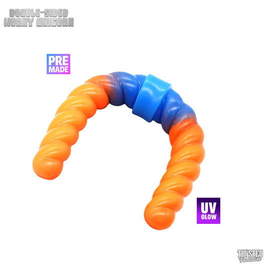 Premade Horny the Unicorn Double-Sided Dildo - Medium (UV)