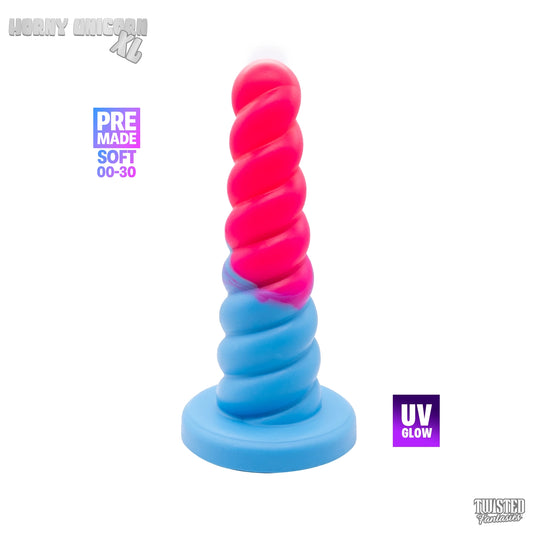 Premade XL Horny the Unicorn Stretching Dildo - Soft - Suction Cup (UV)