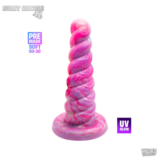 Premade XL Horny the Unicorn Stretching Dildo - Soft - Suction Cup (UV)