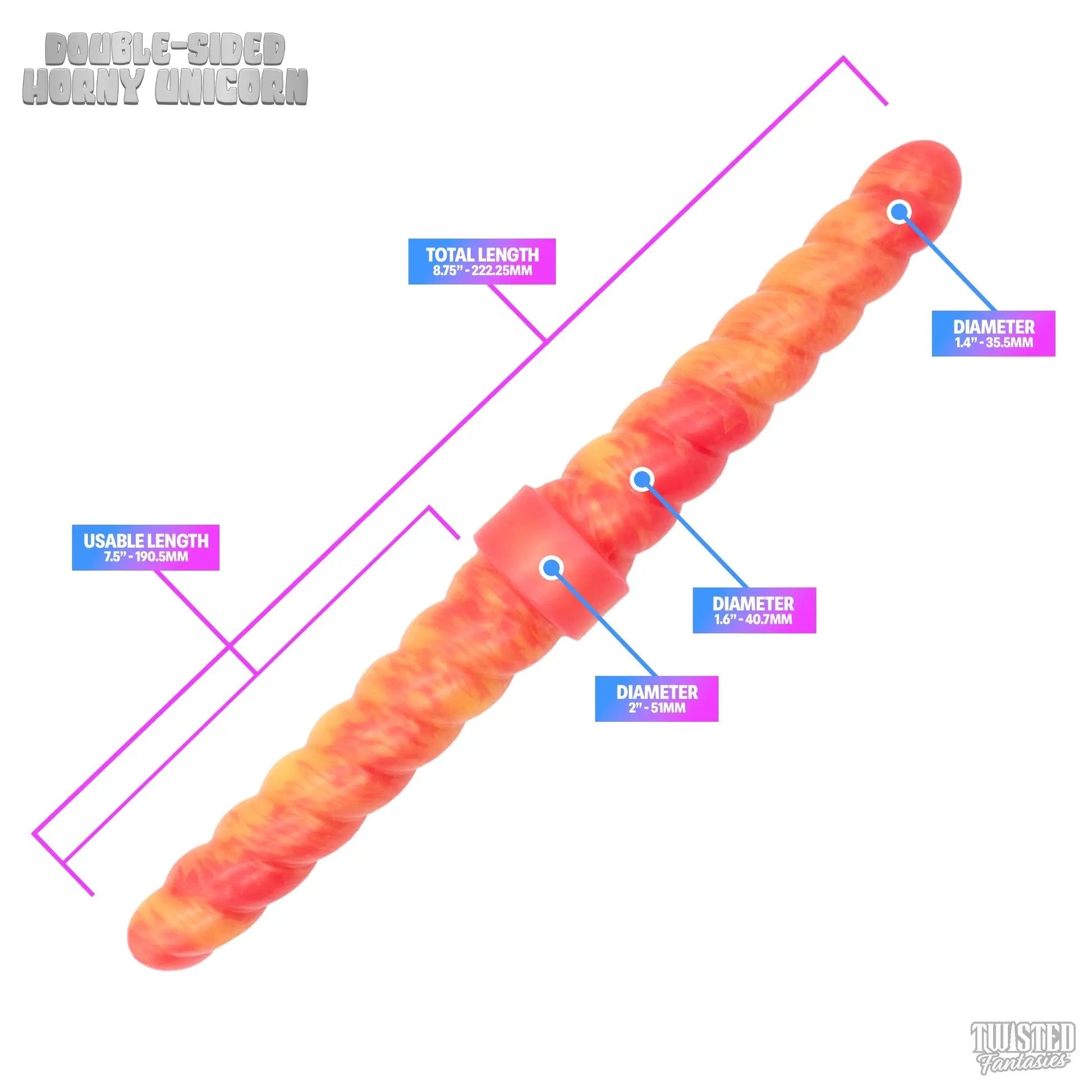 Unicorn Fantasy Double-Ended Dildo Measurements - Twisted Fantasies
