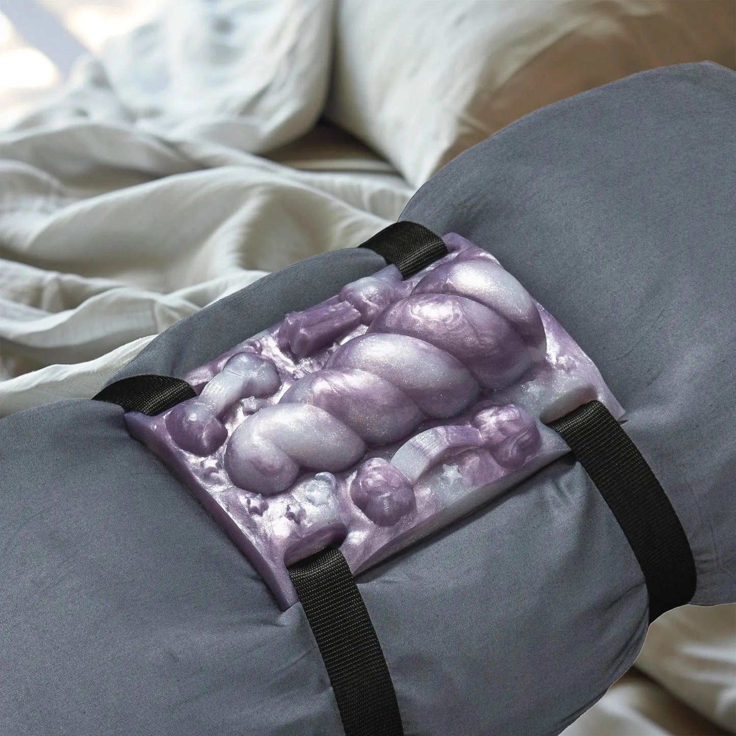 Horny Unicorn Grinding Sex Toy strapped to pillow