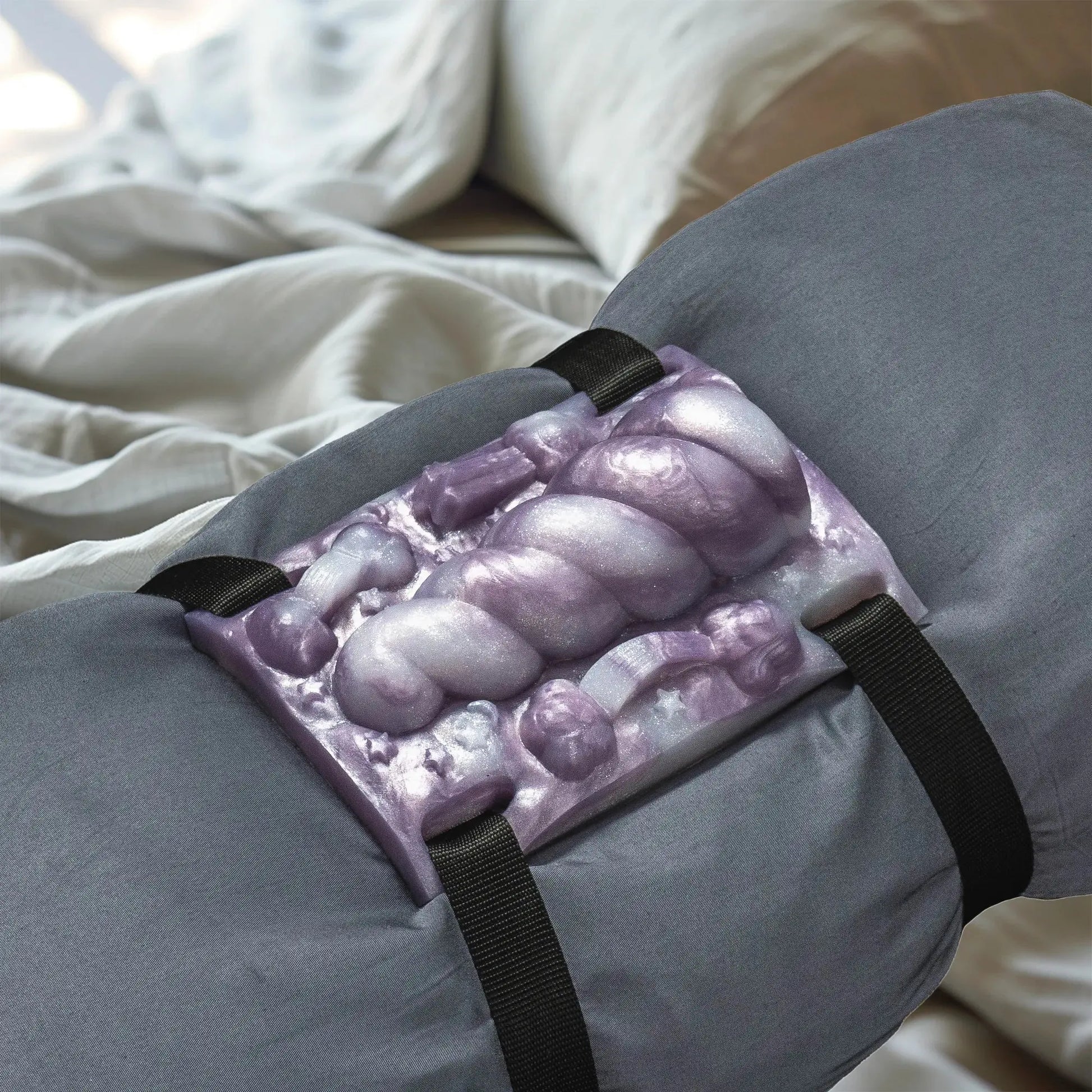 Horny Unicorn Grinding Sex Toy strapped to pillow