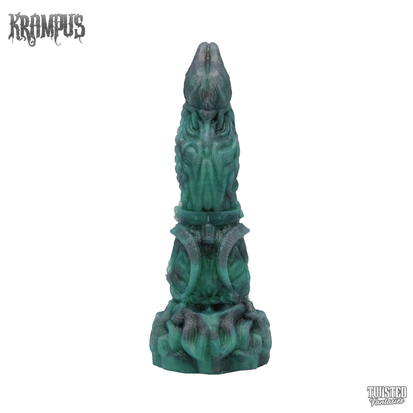 Krampus the Devil Dildo Egyptian Green Silver Ash Marble
