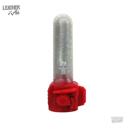 Chainsaw Vibrator Compatible Dildo Silver and Dark Scarlet Fade