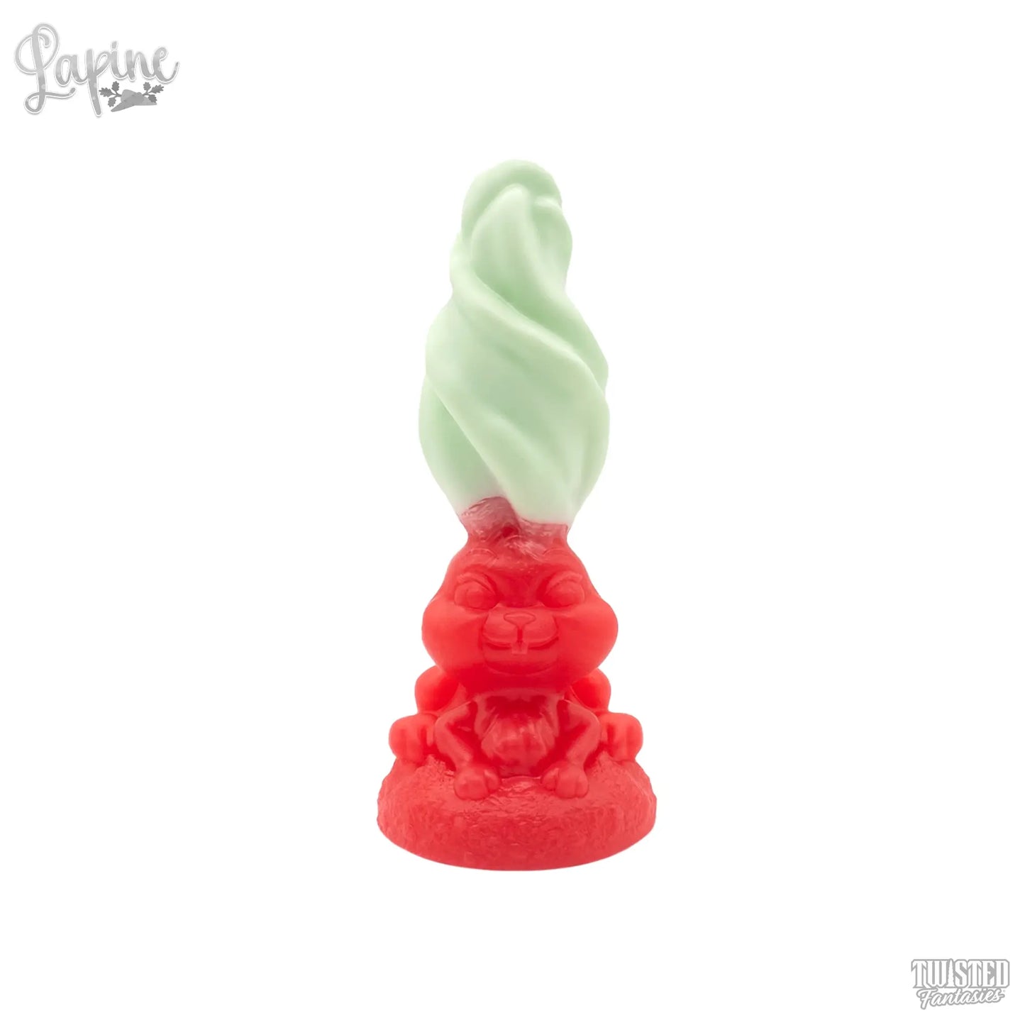 Lapine Furry Dildo Fade- Milky Green to Scarlet Red
