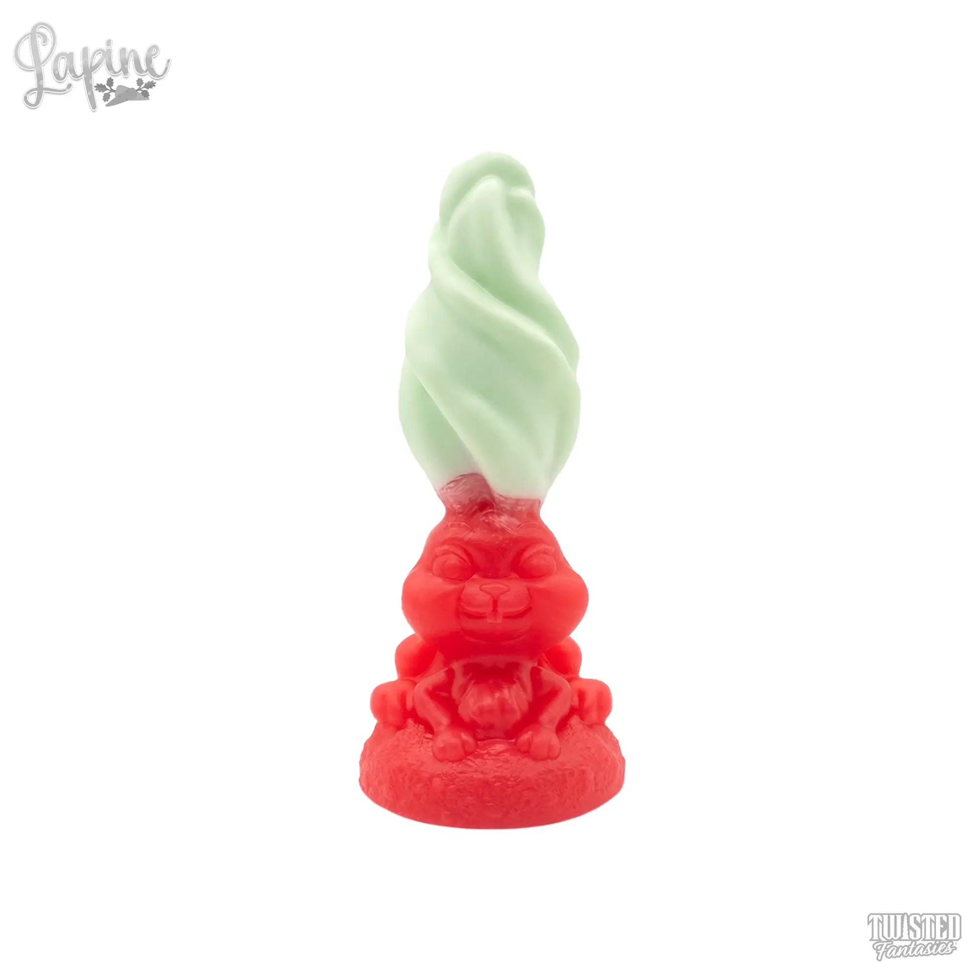 Lapine Furry Dildo Fade- Milky Green to Scarlet Red