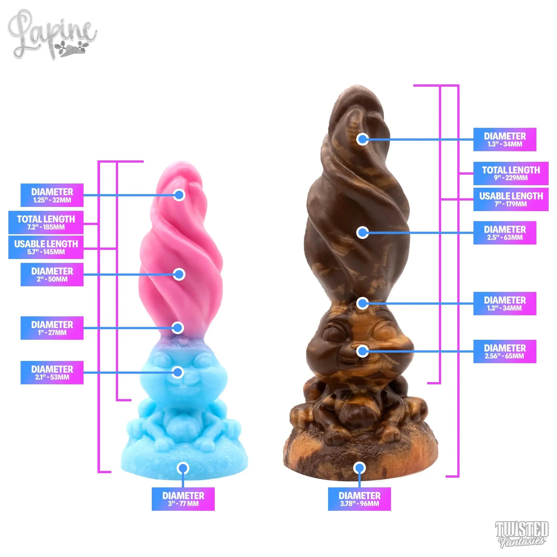 Measurements for Lapine Furry Dildo