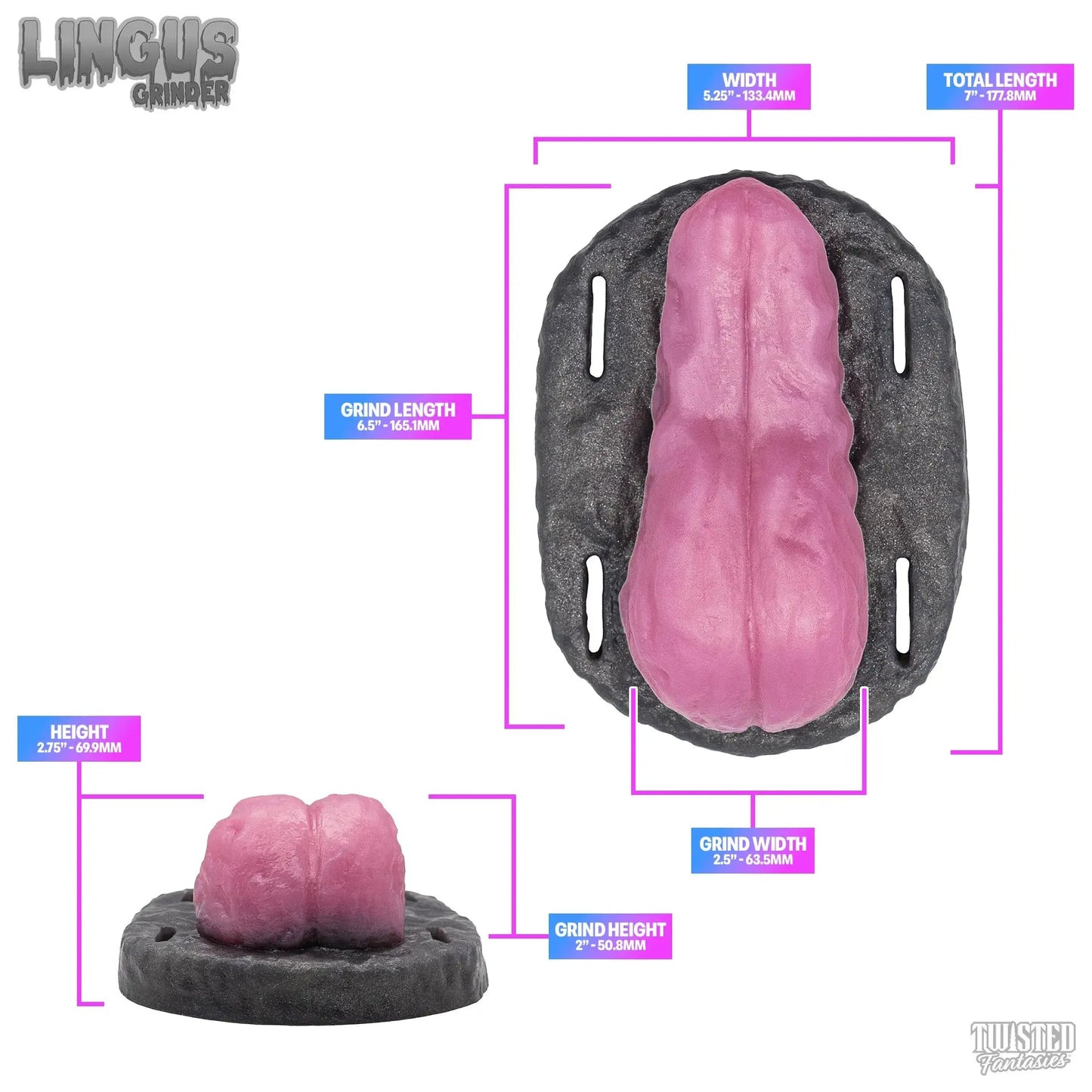 Lingus Tongue Sex Toy Grinder Measurements