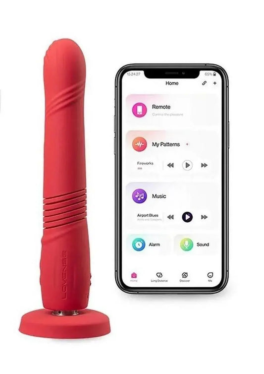 Lovense Gravity Bluetooth App-Controlled Thrusting And Vibrating Silicone Dildo Shop Erotic