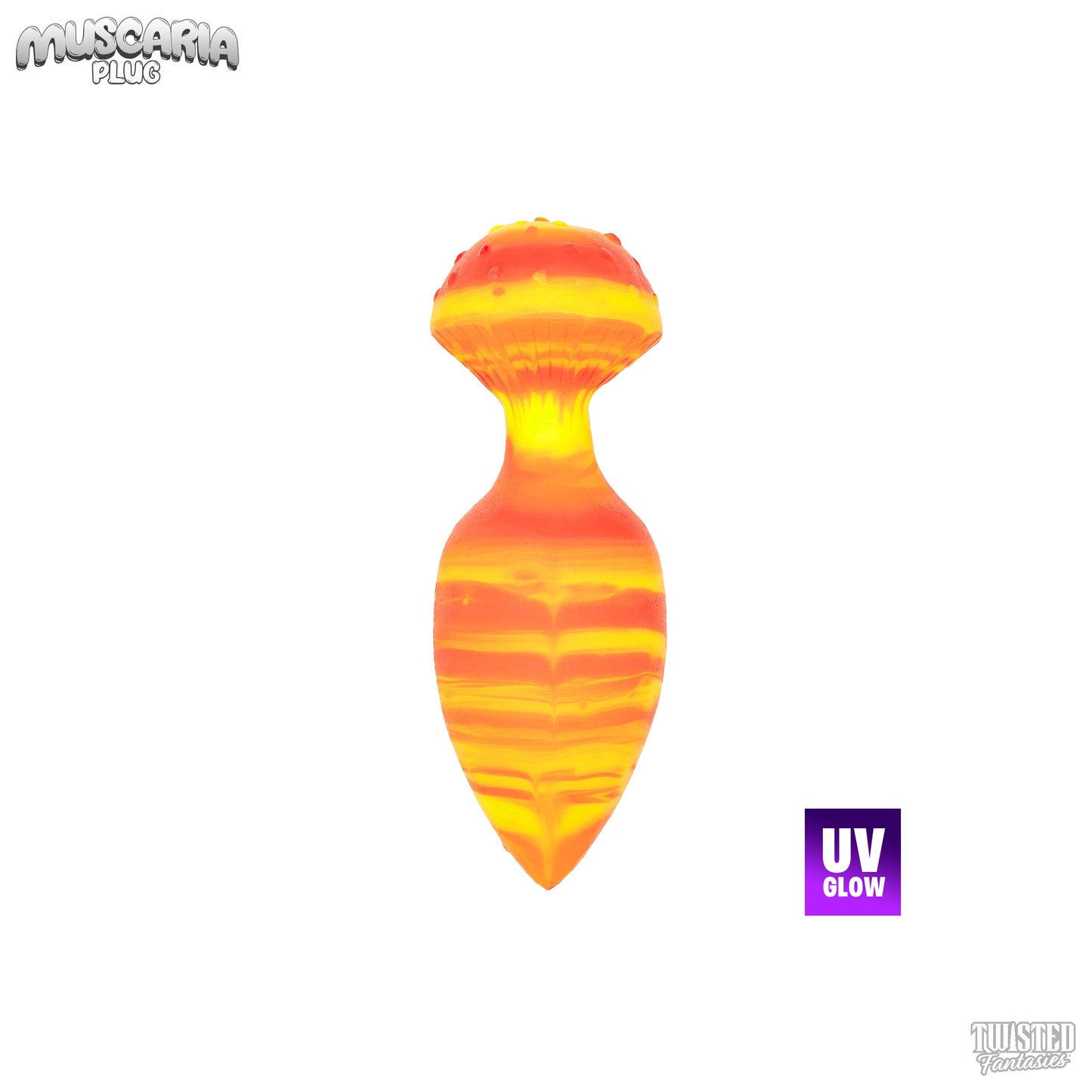 Muscaria Mushroom Anal Plug UV Orange UV Yellow